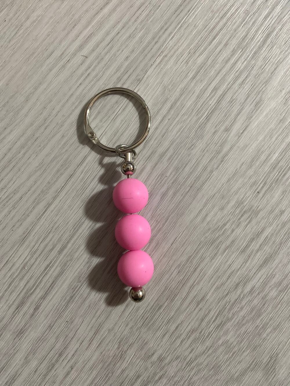 Pink bead purse charm keychain